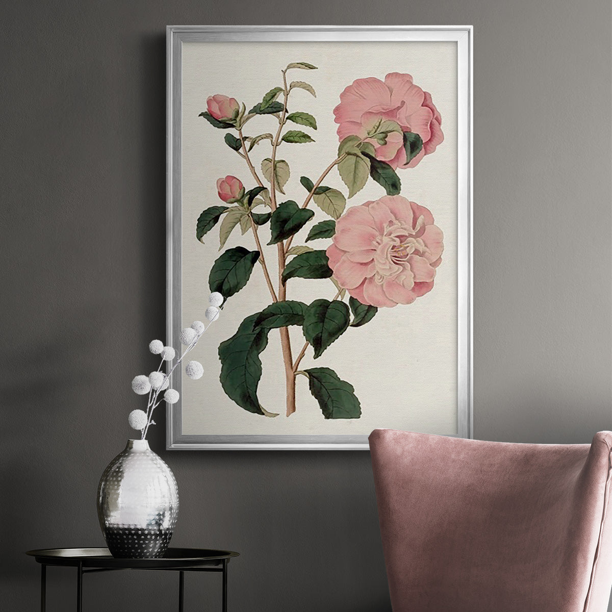 Pink Floral Mix IV - Modern Framed Canvas Print
