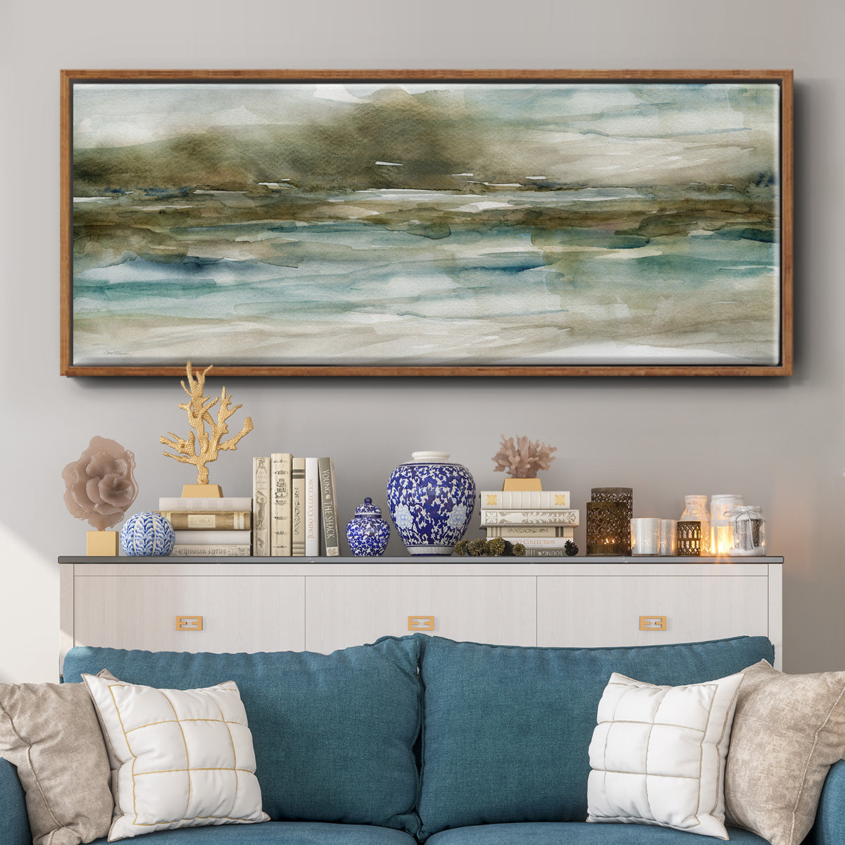 Riverbank - Floater Framed Canvas Print