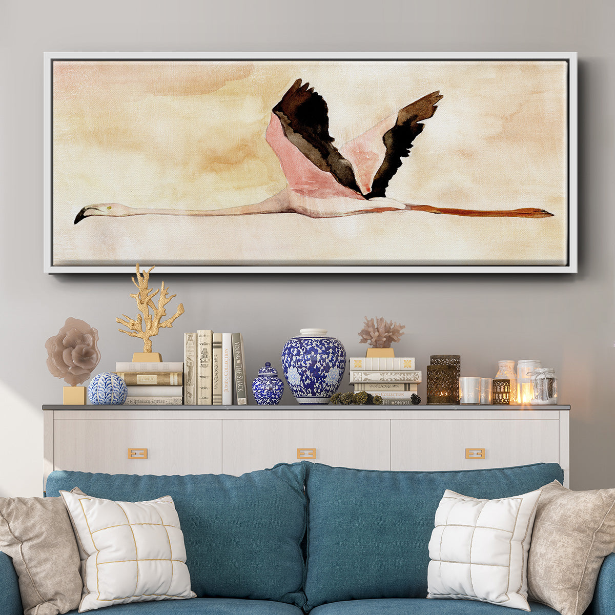 Touching Down I - Floater Framed Canvas Print
