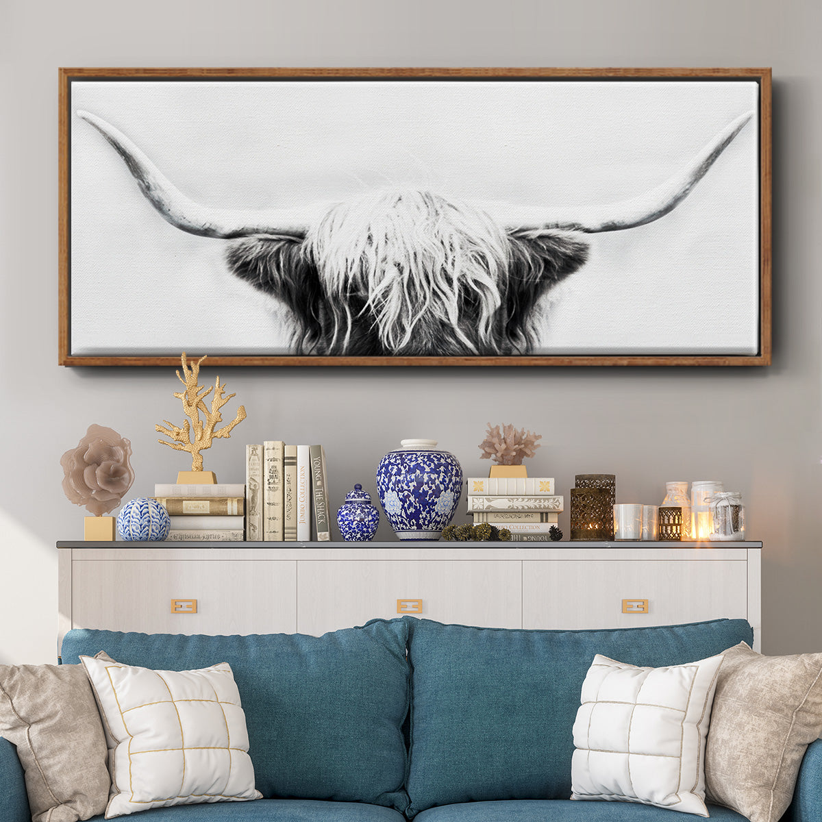 Longhorn - Floater Framed Canvas Print