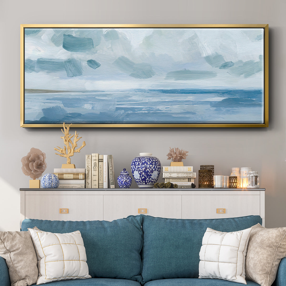 Calm Seascape I - Floater Framed Canvas Print
