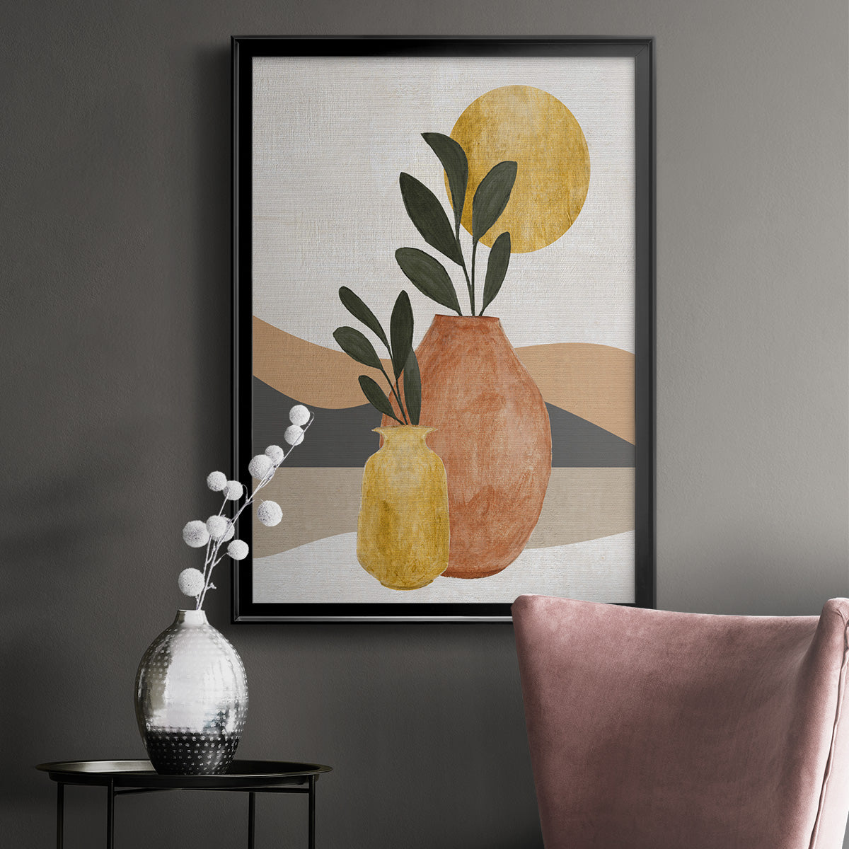 Adobe Moon II - Modern Framed Canvas Print