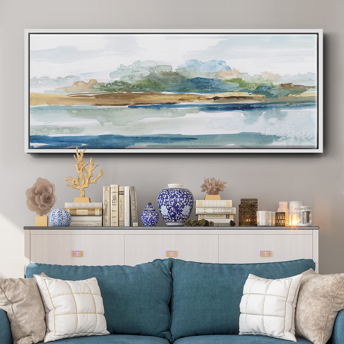 Blue Solace - Floater Framed Canvas Print