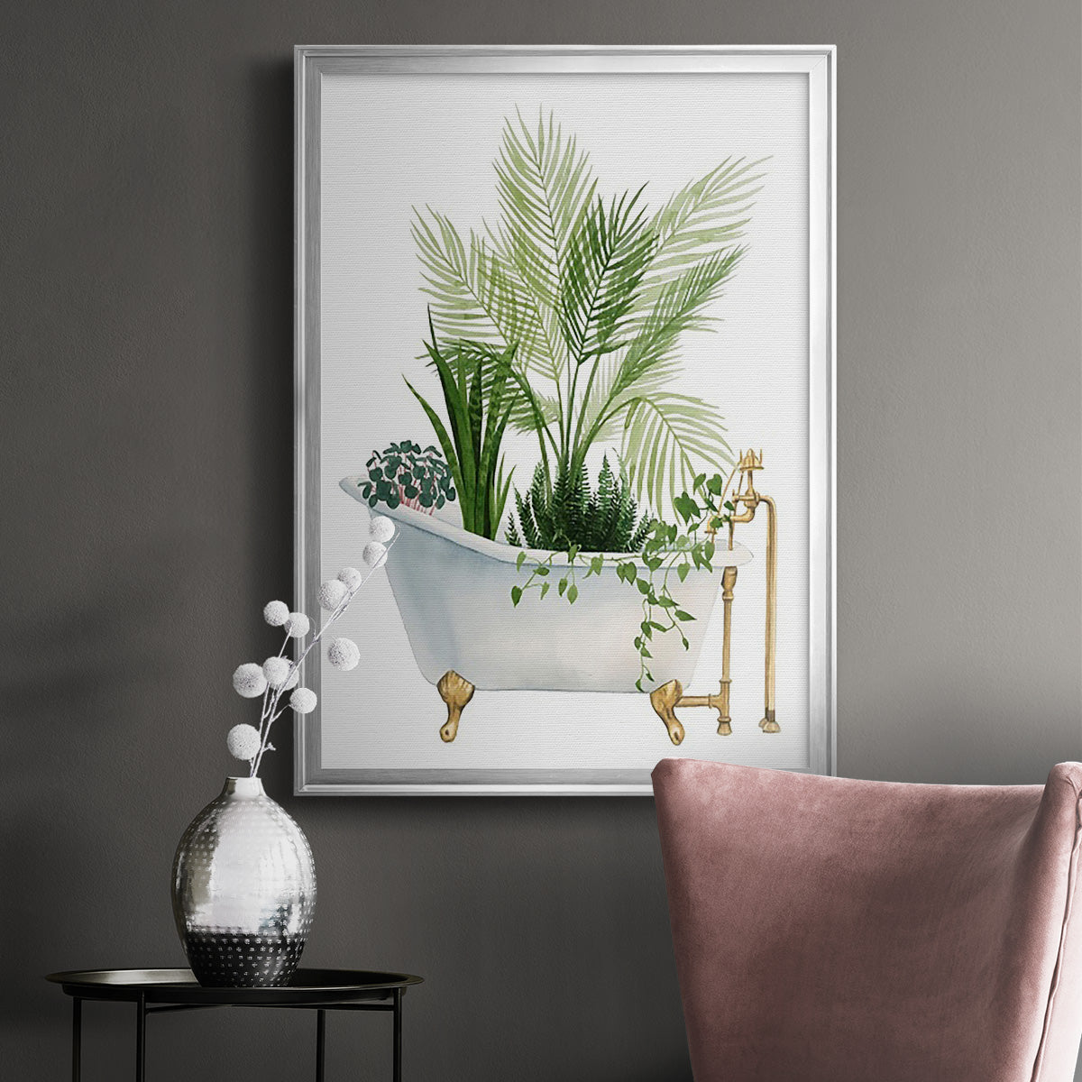 Plant Bath I - Modern Framed Canvas Print