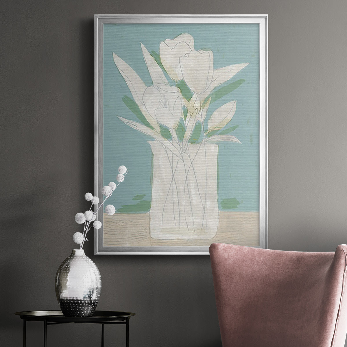 Muted Spring Arrangement II - Modern Framed Canvas Print