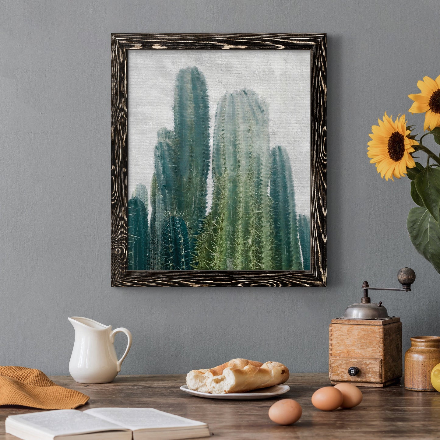Aruba Cacti II - Barnwood Framed Canvas Print