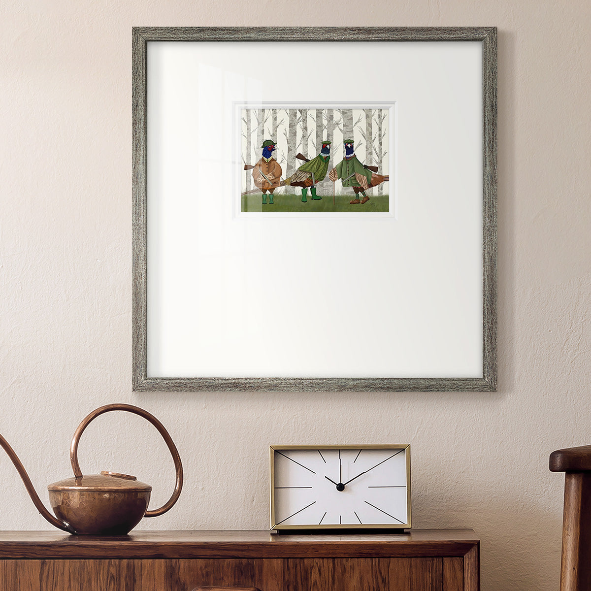 Pheasant Shooting Party Group 2 Premium Framed Print Double Matboard