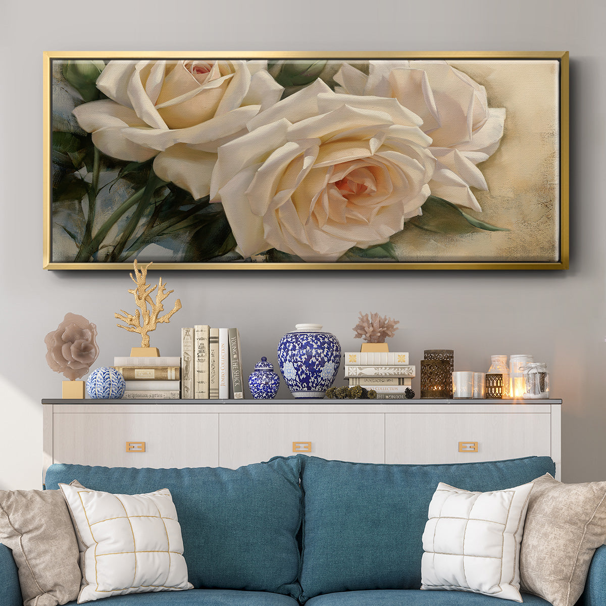 La Roseraie I - Floater Framed Canvas Print