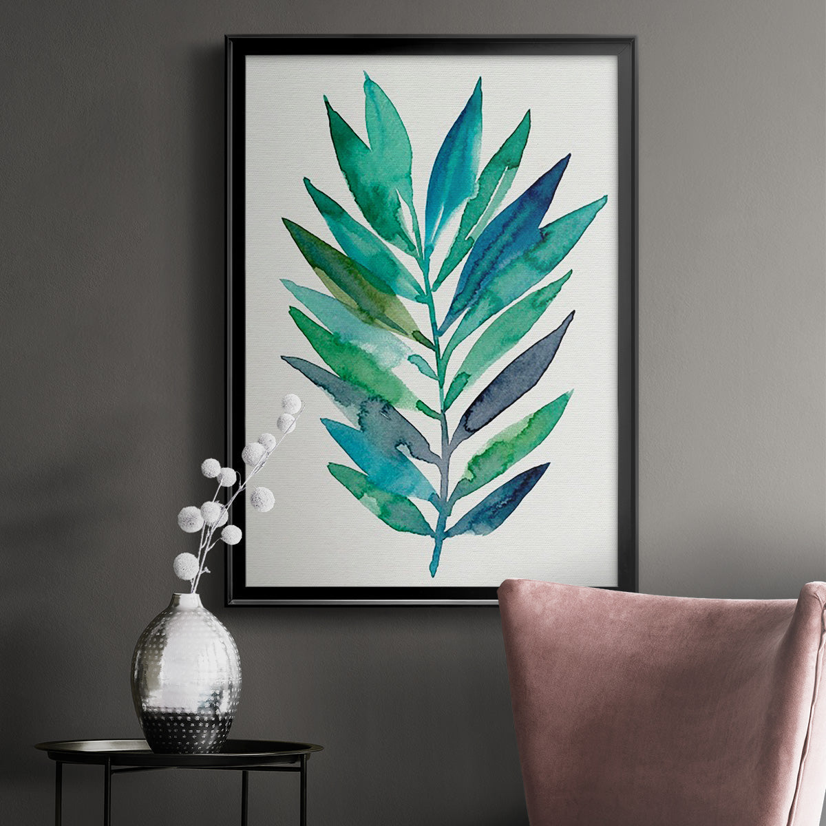 Palm Frond Flow II - Modern Framed Canvas Print