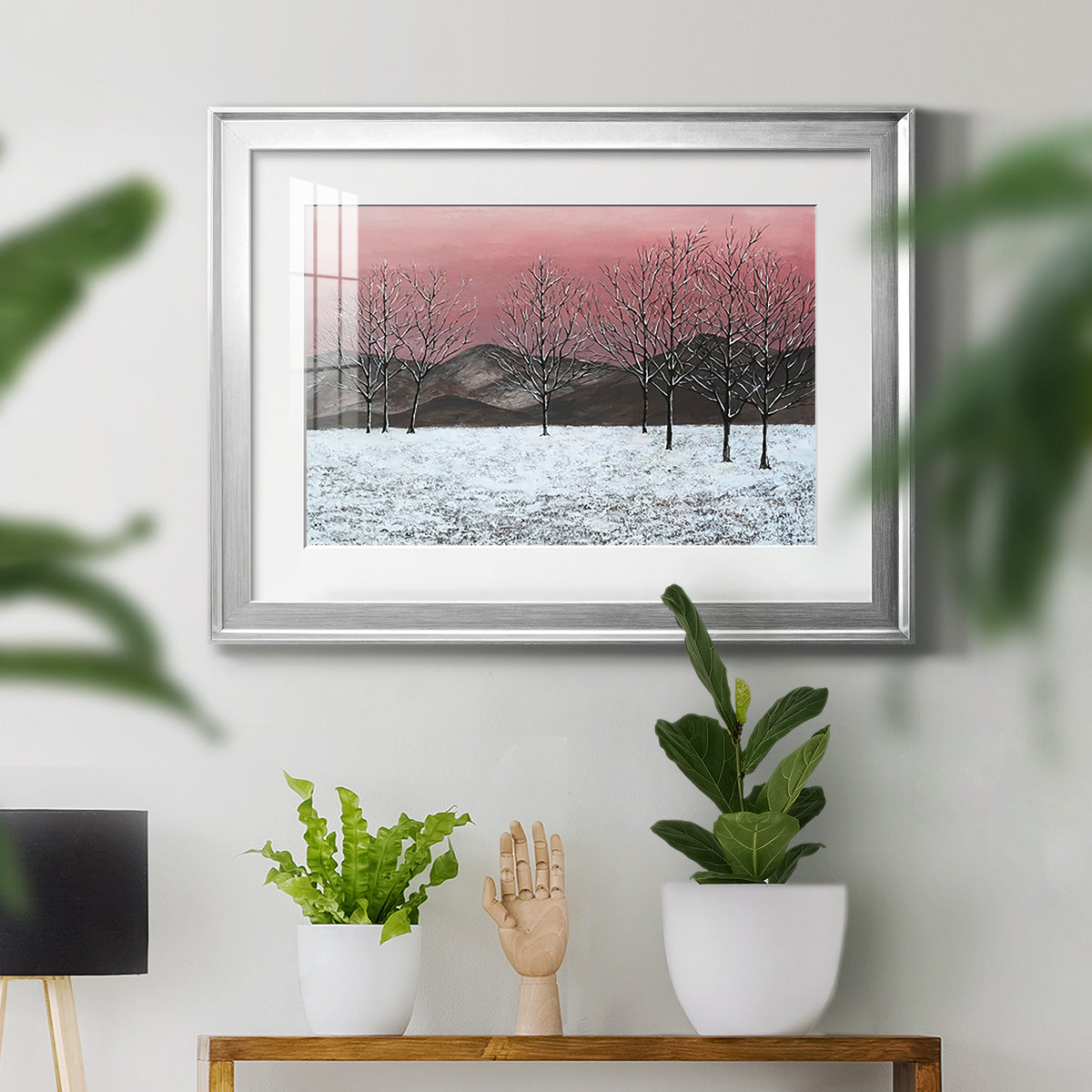 Sunset Snowfall II - Modern Framed Art Print