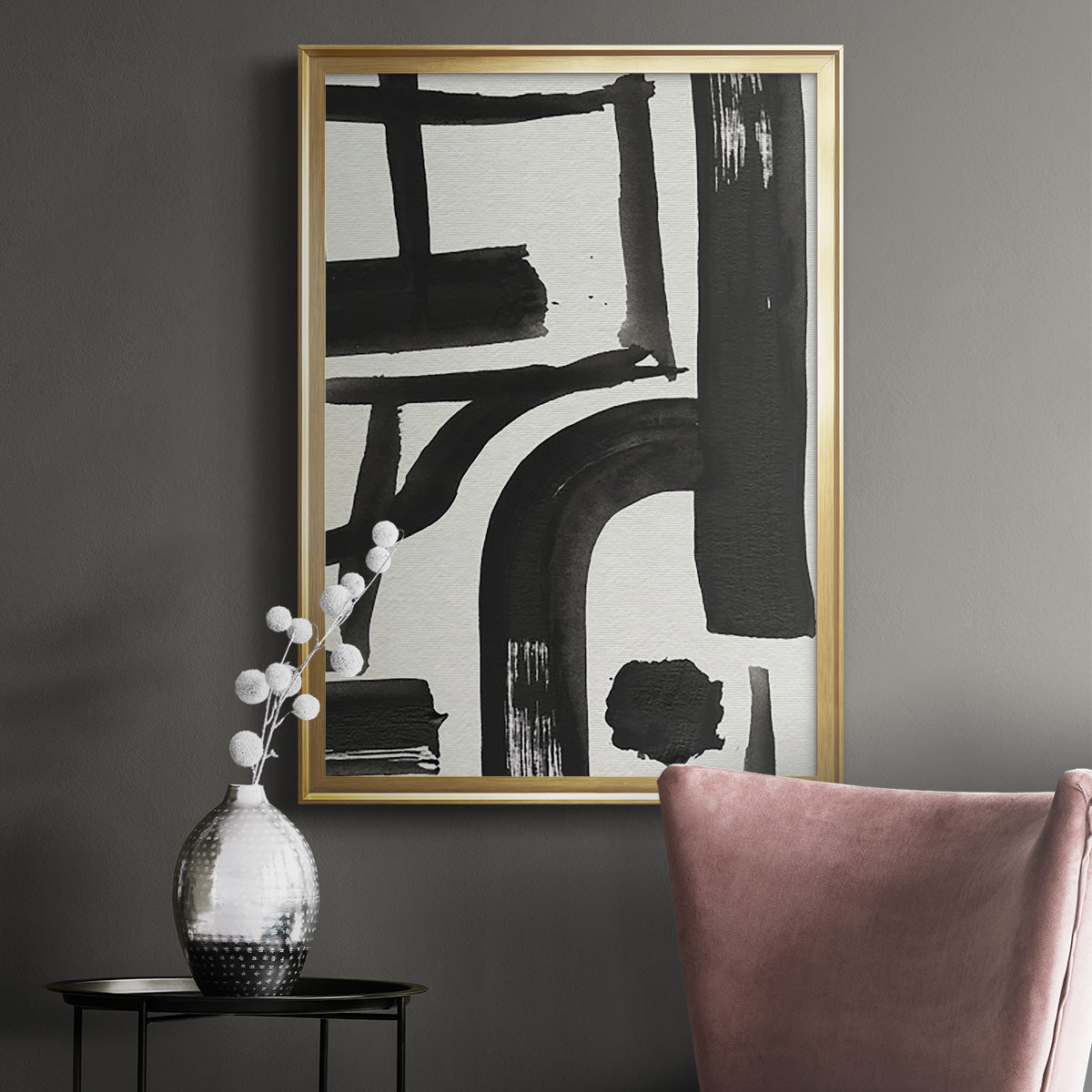 Inkwell Intersect I - Modern Framed Canvas Print