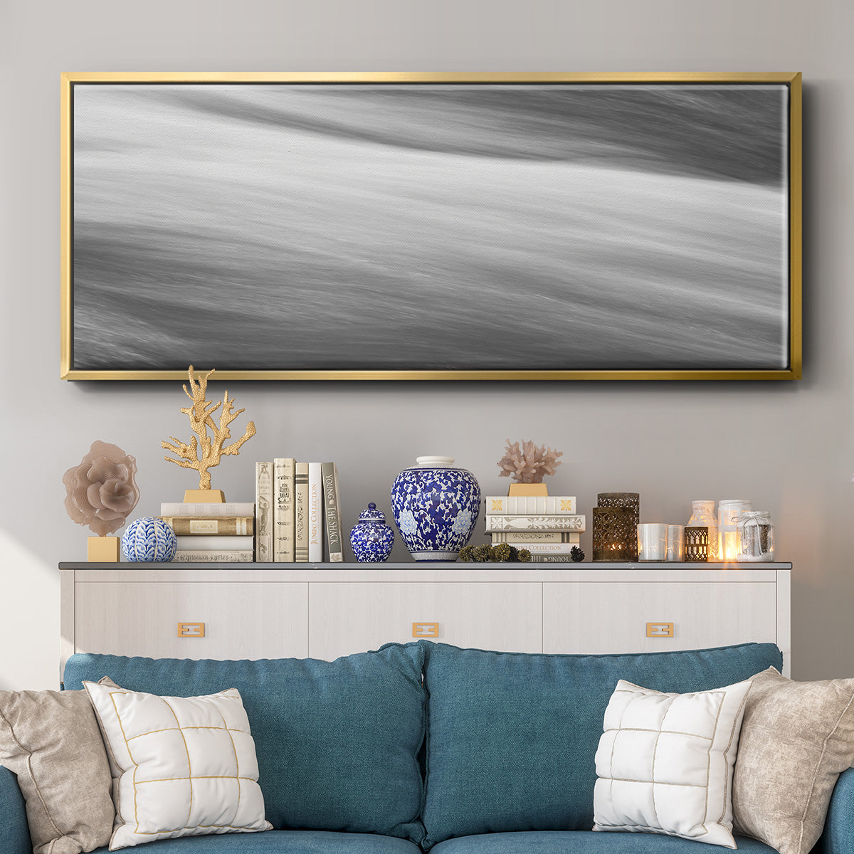 Black & White Water Panel VI - Floater Framed Canvas Print