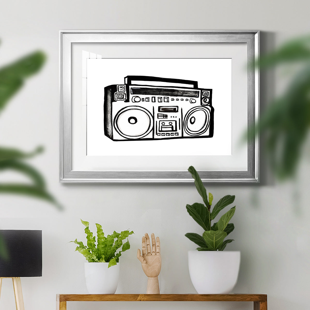 Boombox Sketch Premium Framed Print - Ready to Hang