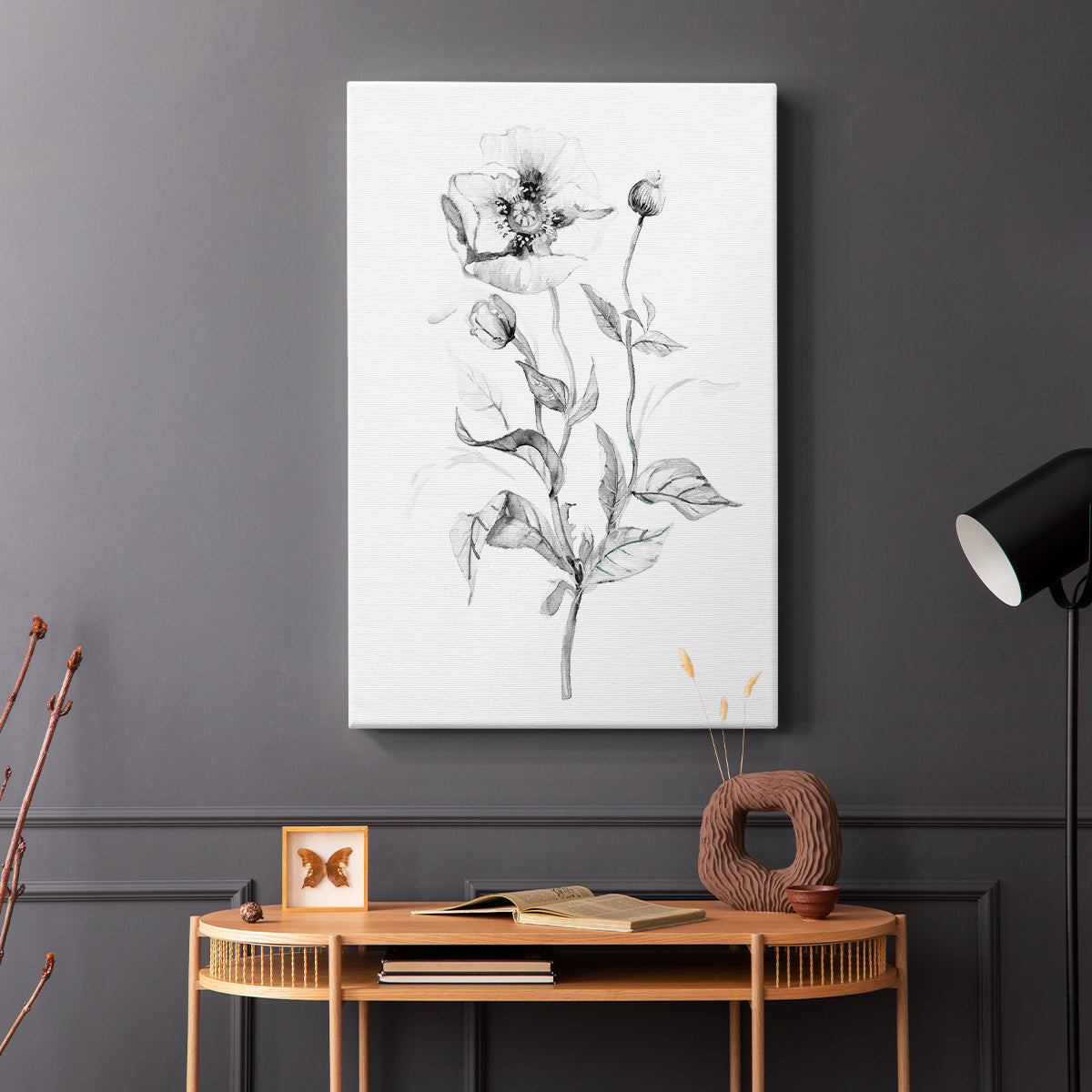 Wild Poppy Sketch - Canvas Art Print