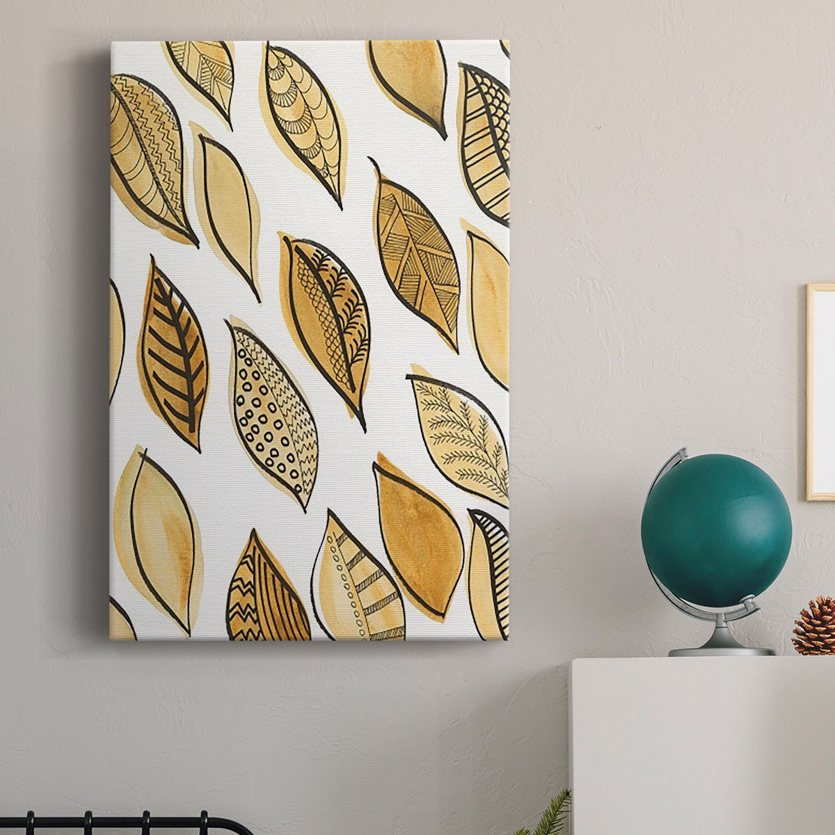 Patterned Leaf Shapes II - Canvas Art Print