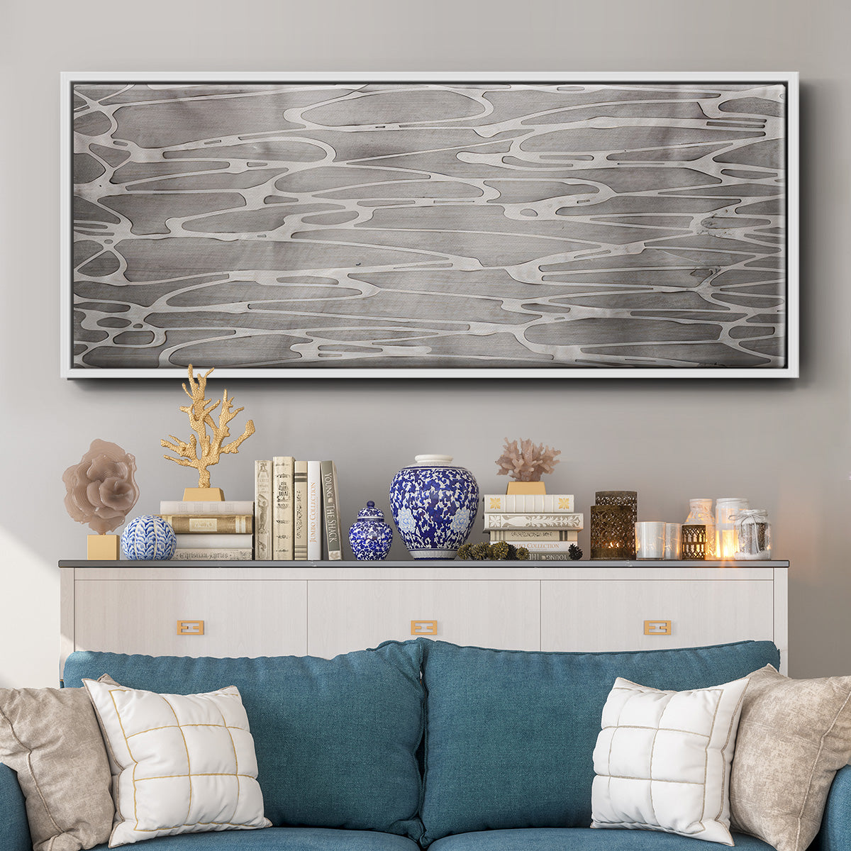 Slate Abstract - Floater Framed Canvas Print