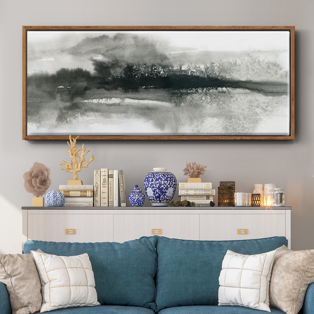 Dramatic Setting - Floater Framed Canvas Print