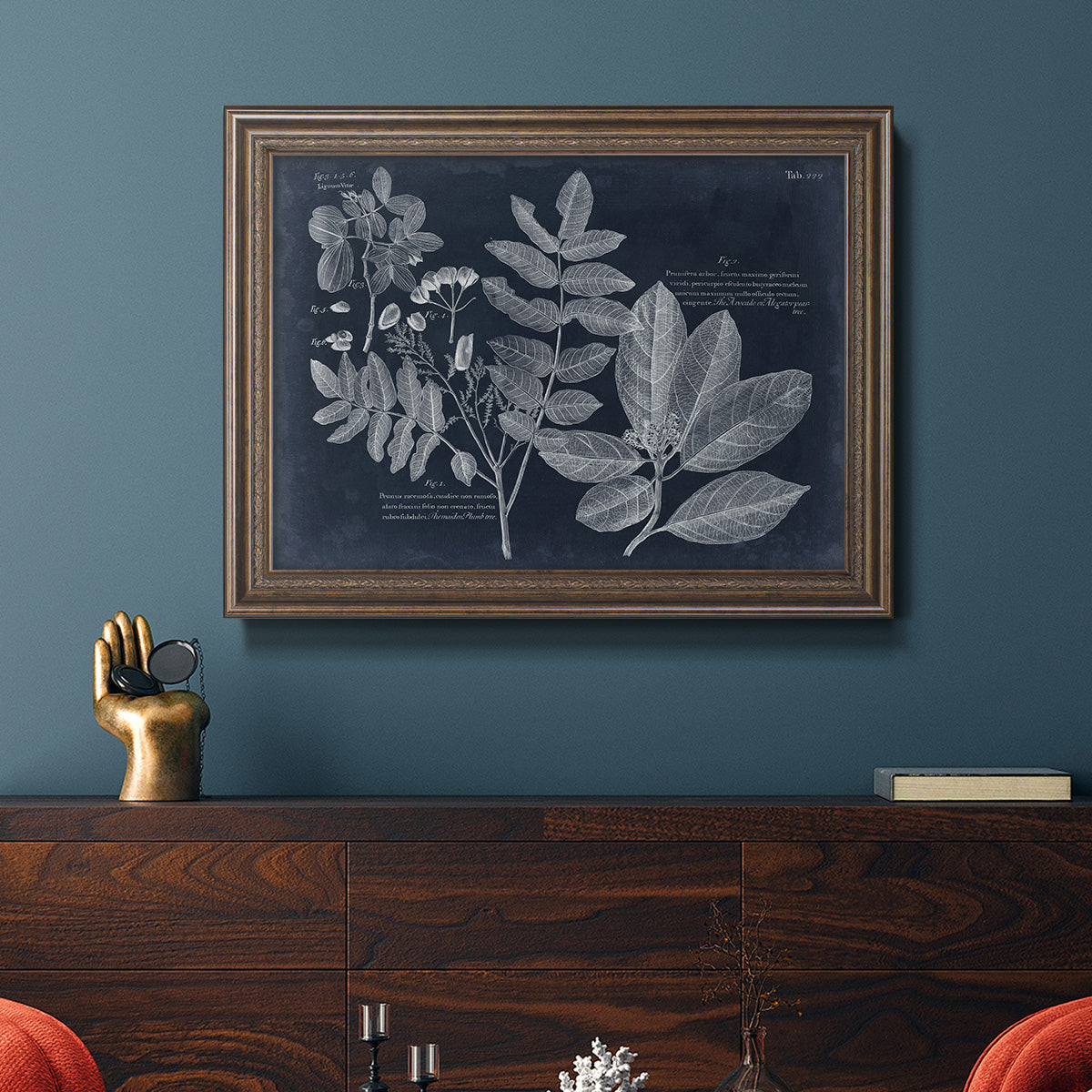 Foliage on Navy V Premium Framed Canvas- Ready to Hang