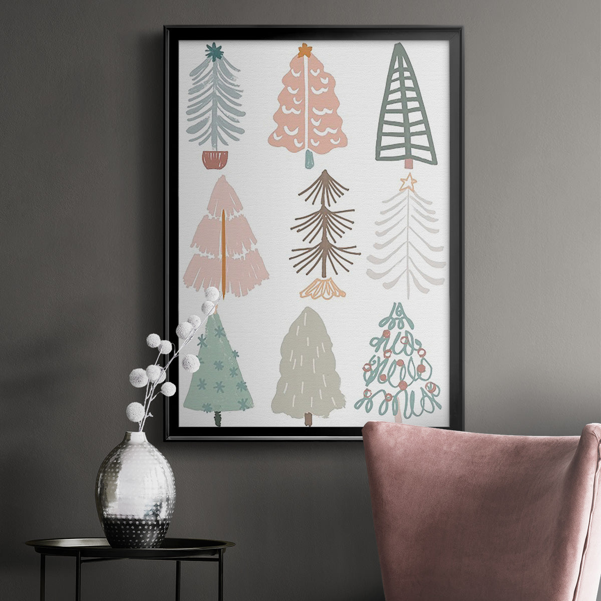 Christmas Tree Sketchbook II - Modern Framed Canvas Print