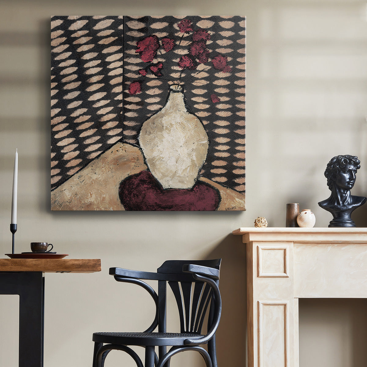 Retro White Vase - Canvas Art Print