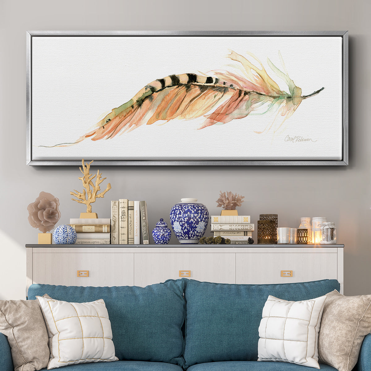 Tail Feather IV - Floater Framed Canvas Print