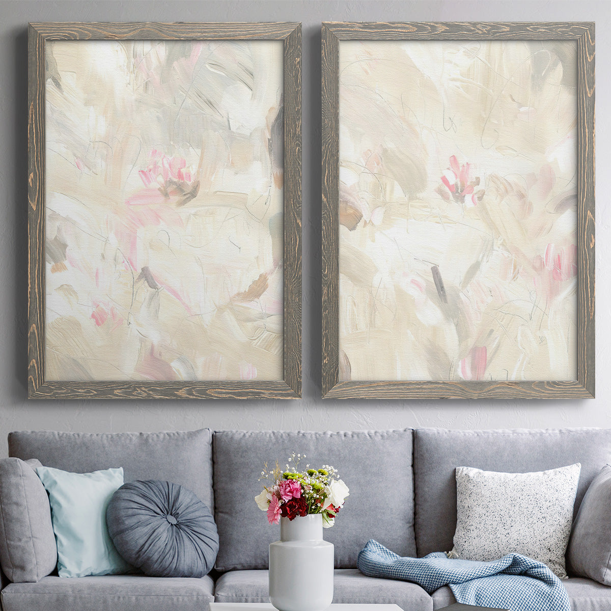 Soft Abstraction I - Premium Framed Canvas 2 Piece Set - Ready to Hang