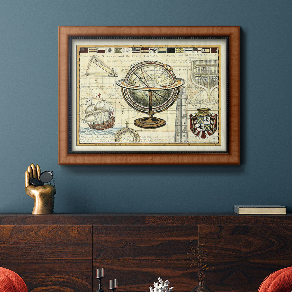 Nautical Map II Premium Framed Canvas- Ready to Hang