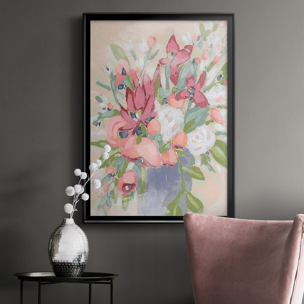 Blush Array I - Modern Framed Canvas Print