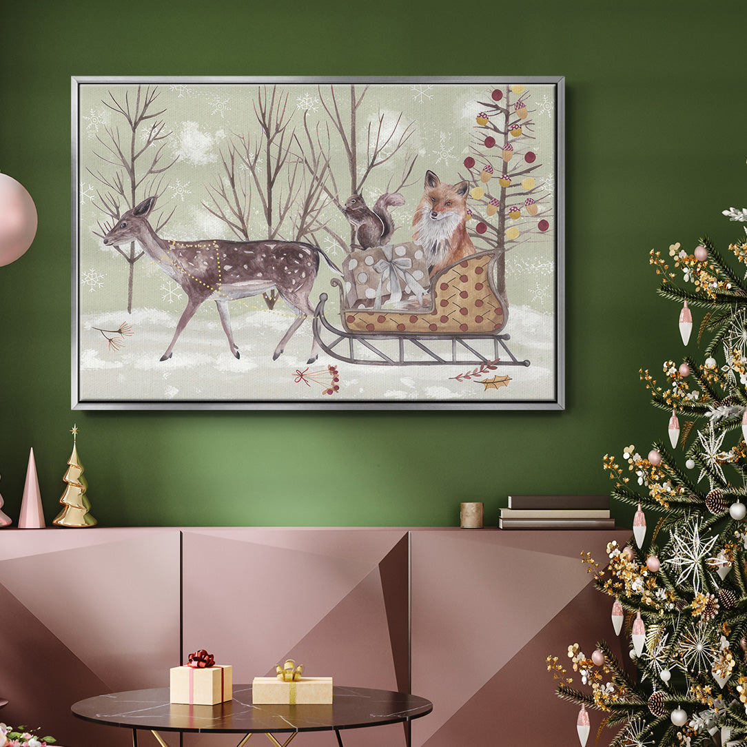 Christmas Time Collection A - Framed Gallery Wrapped Canvas in Floating Frame