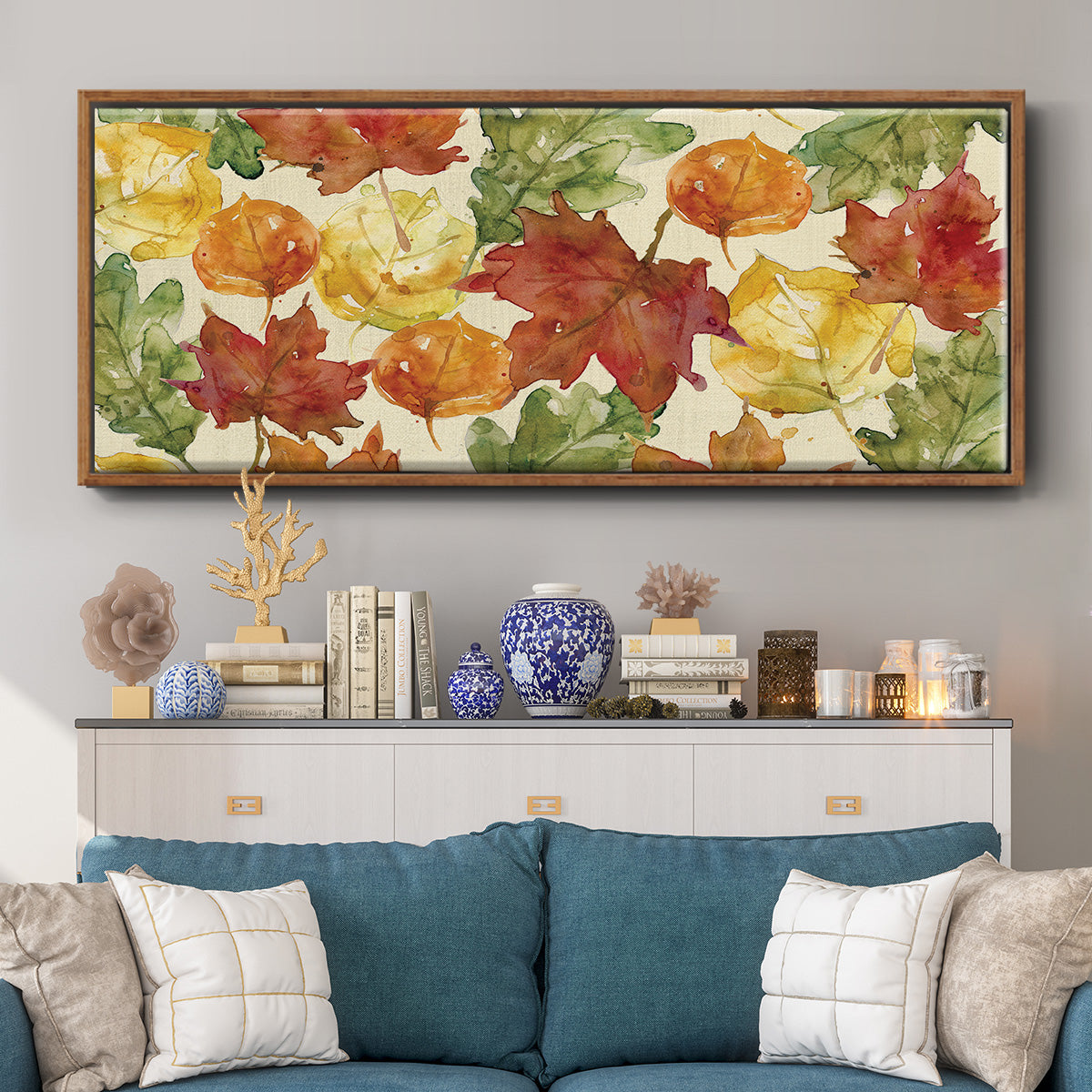Autumn Leaves - Floater Framed Canvas Print