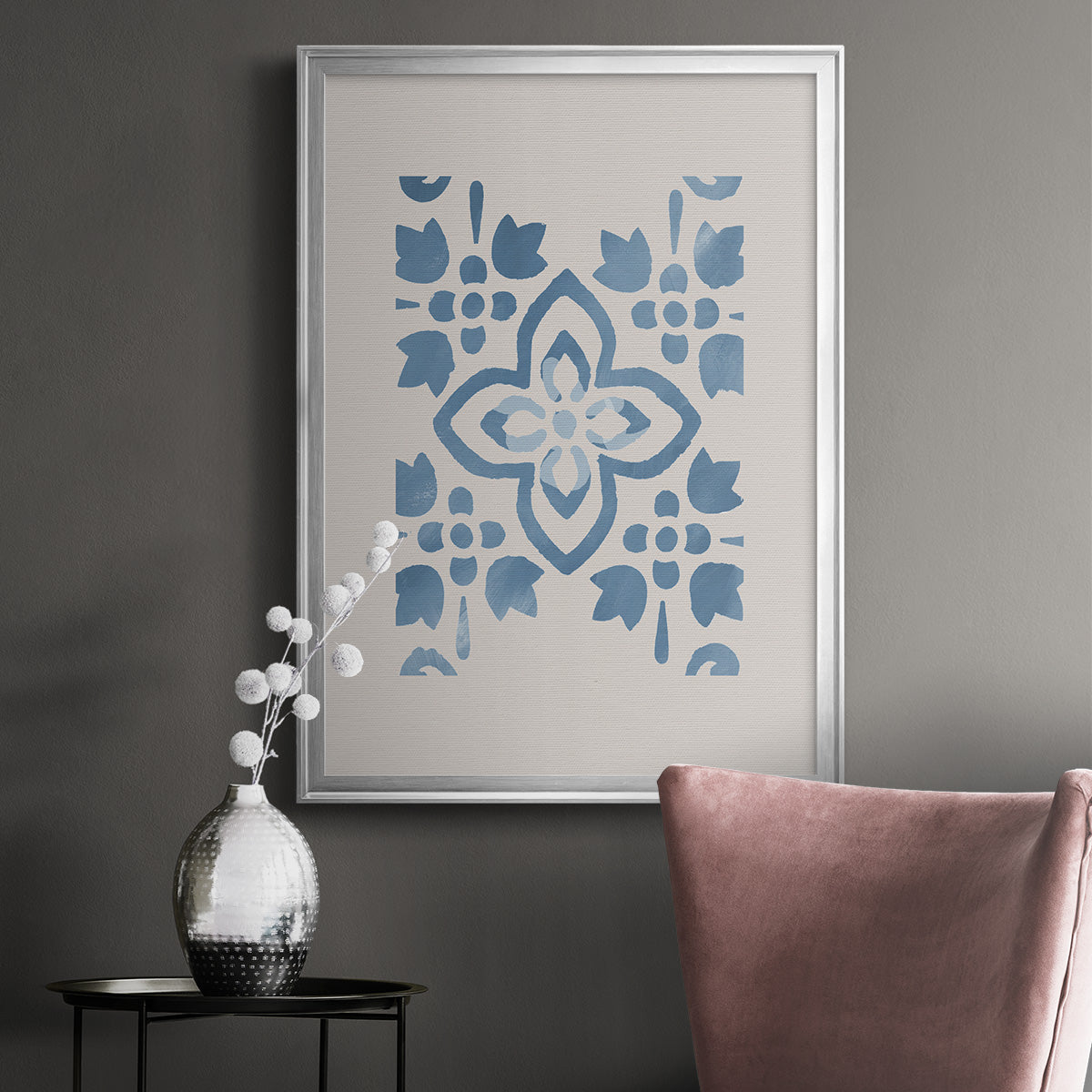 Monochrome Terra Mesa Tile I - Modern Framed Canvas Print