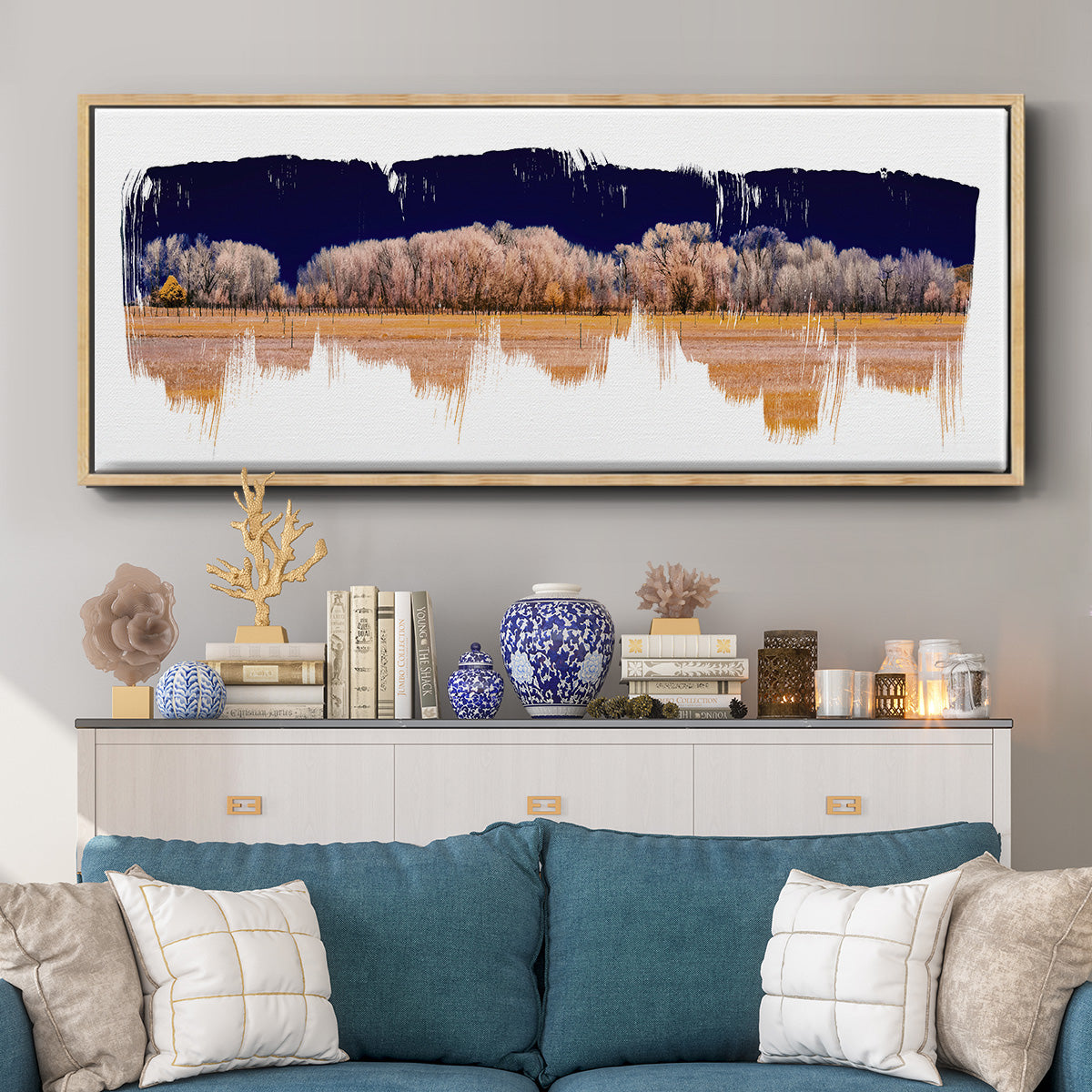 Treeline Panorama - Floater Framed Canvas Print