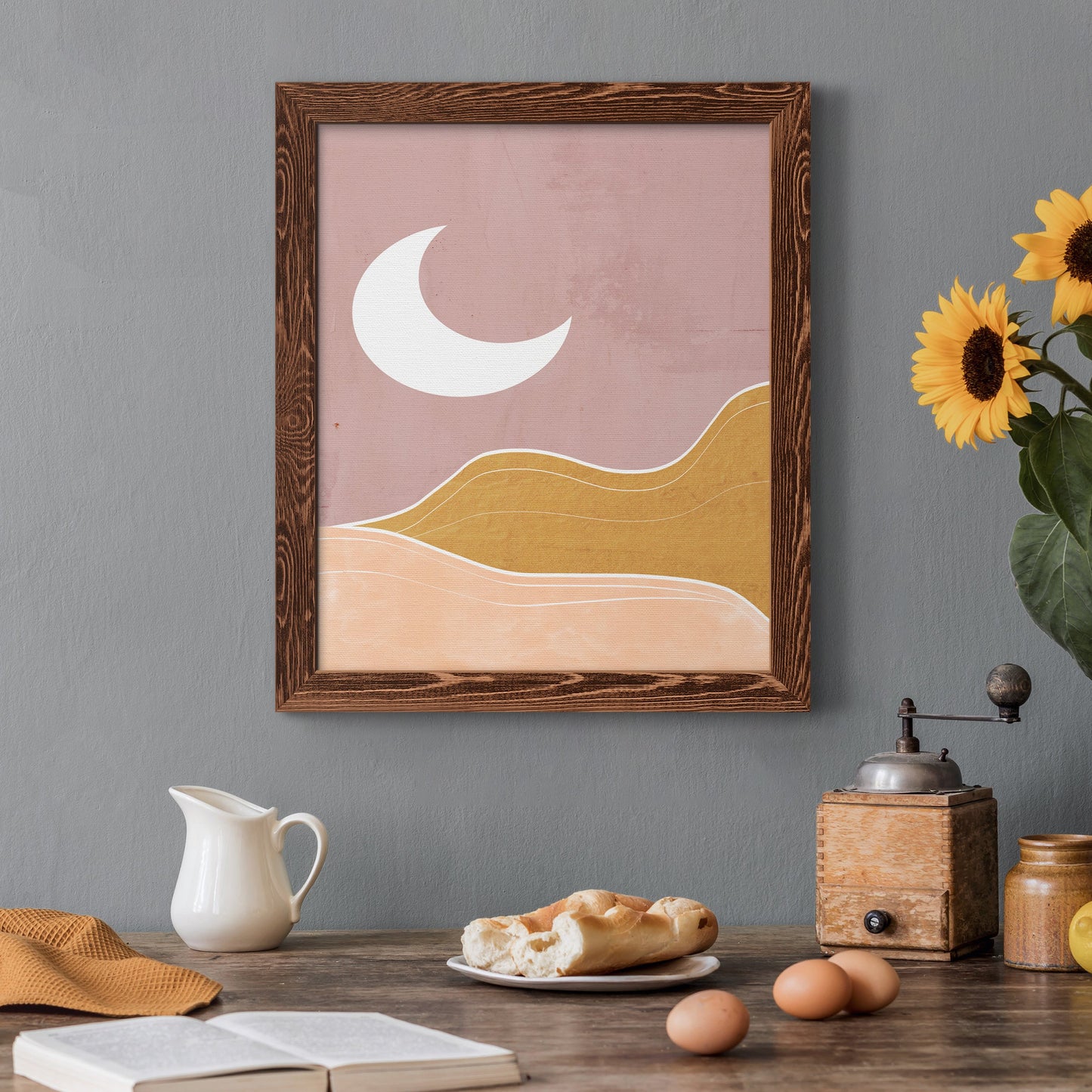 Sedona Moon - Barnwood Framed Canvas Print