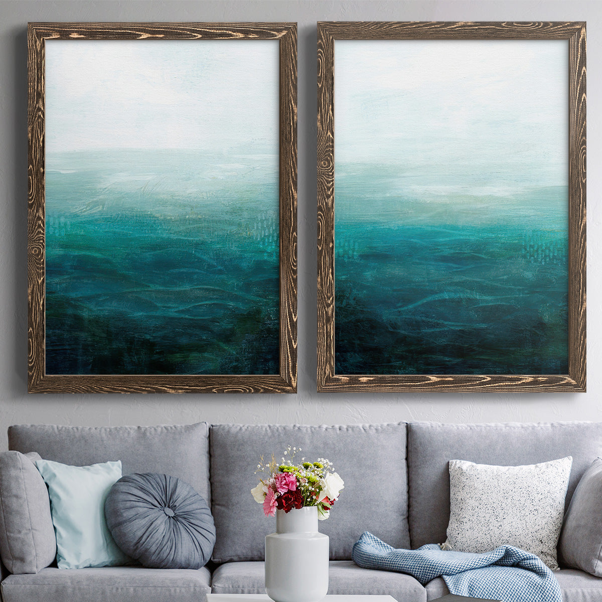 Drifting Sea I - Premium Framed Canvas 2 Piece Set - Ready to Hang