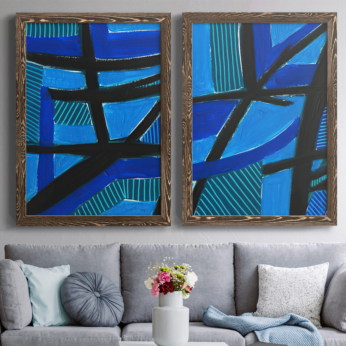 Involved Blues I - Premium Framed Canvas 2 Piece Set - Ready to Hang