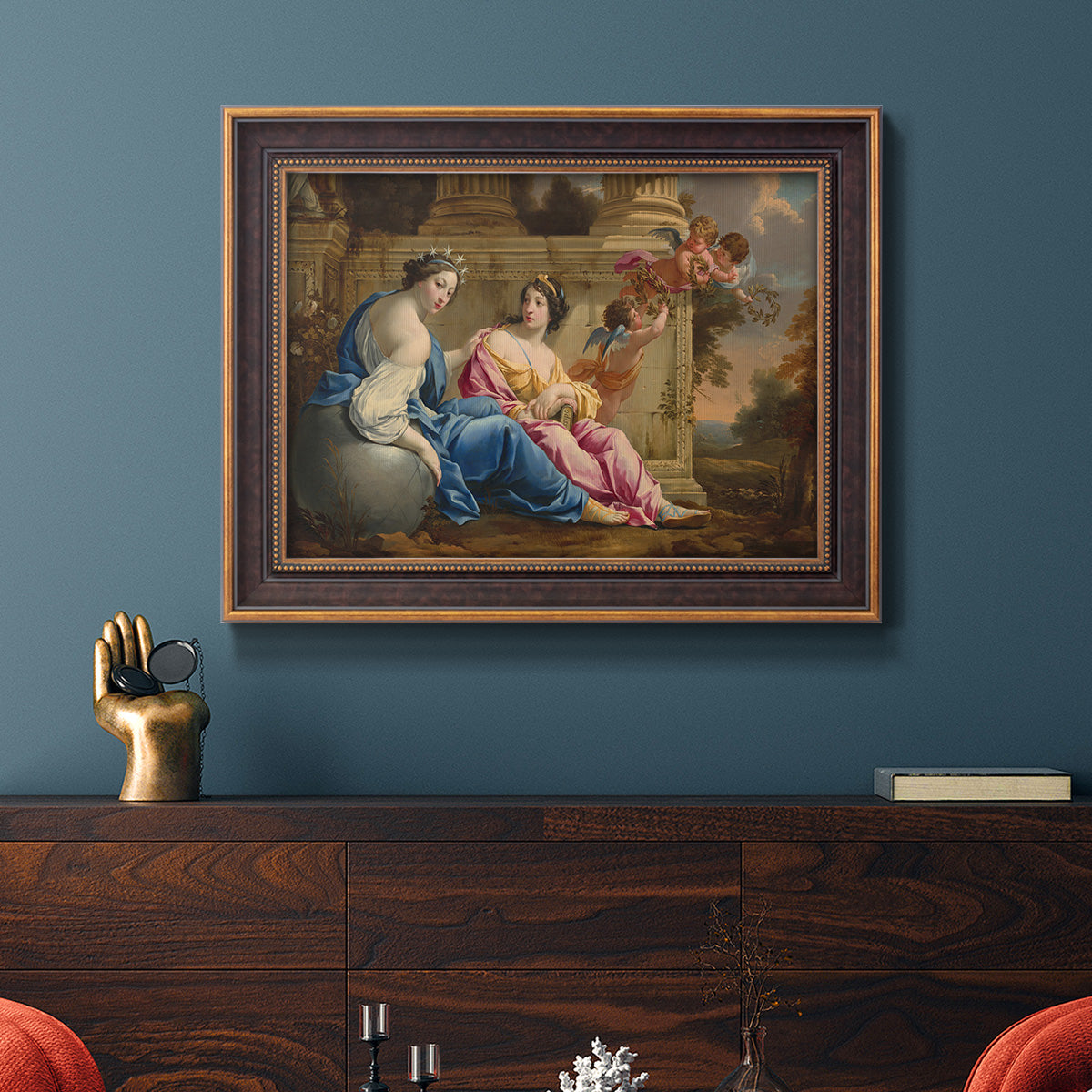 The Muses Urania and Calliope - Ornate Framed Canvas Print