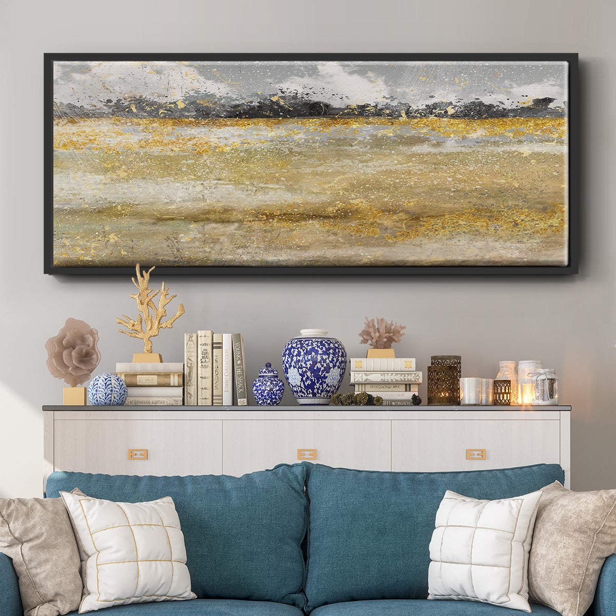 Meadow Shimmer I - Floater Framed Canvas Print