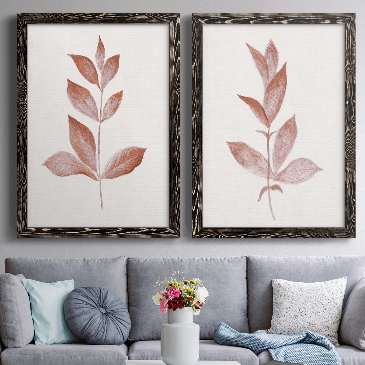 Red Leaf I - Premium Framed Canvas 2 Piece Set - Ready to Hang