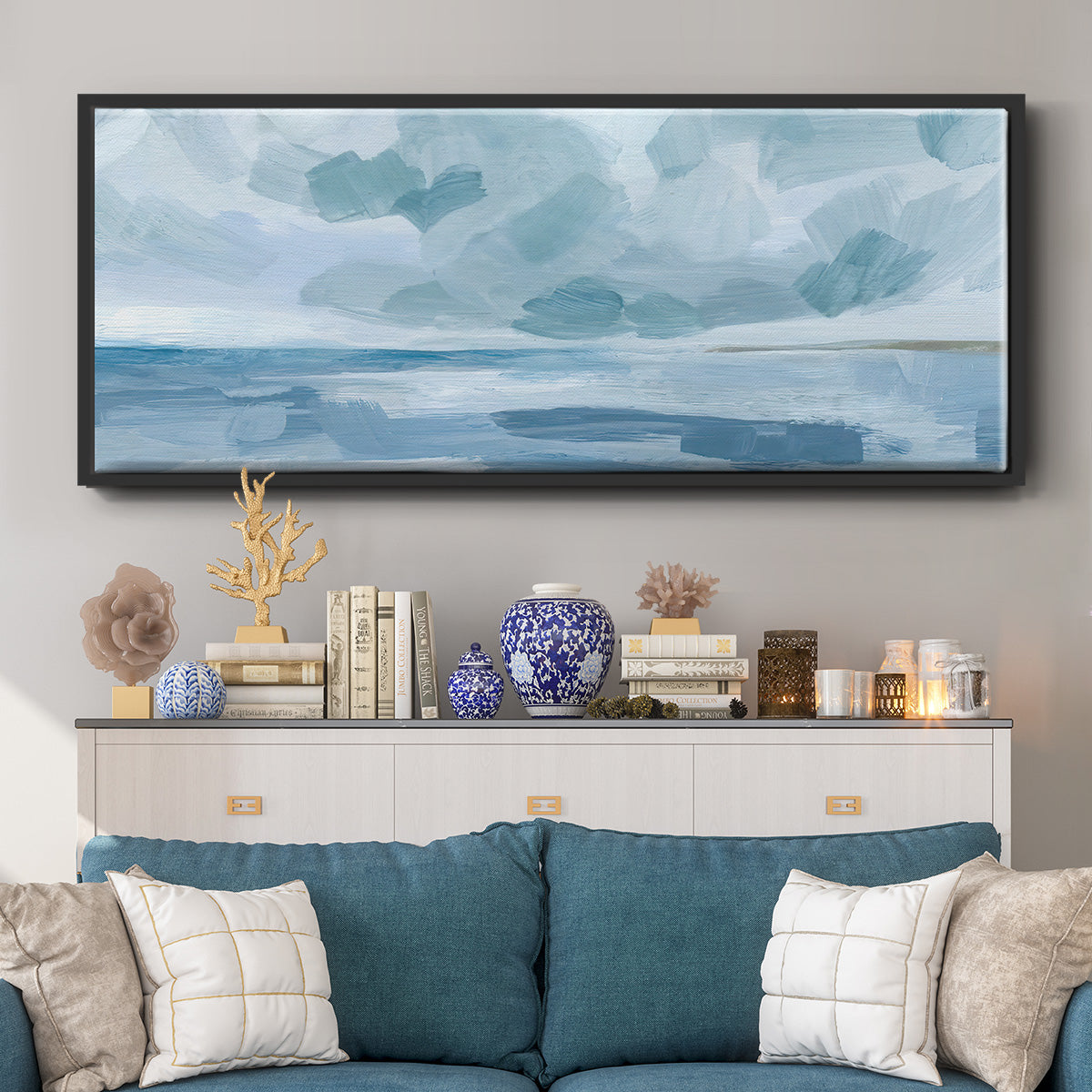 Calm Seascape II - Floater Framed Canvas Print