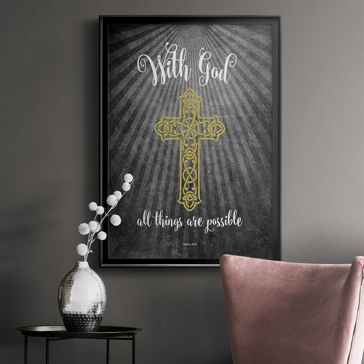 With God Gold - Modern Framed Canvas Print