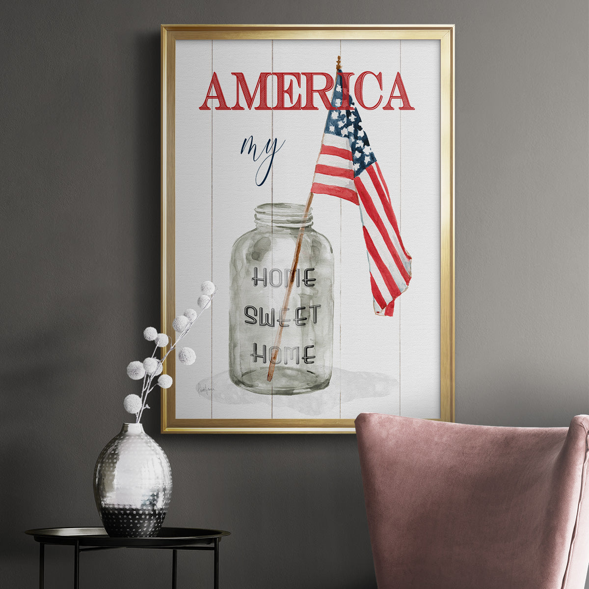 America My Home Sweet Home - Modern Framed Canvas Print