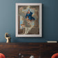 Classical religious depiction of the Assumption of the Virgin by Nicolas Poussin in an ornate weathered white frame displayed in a dark-toned interior setting.