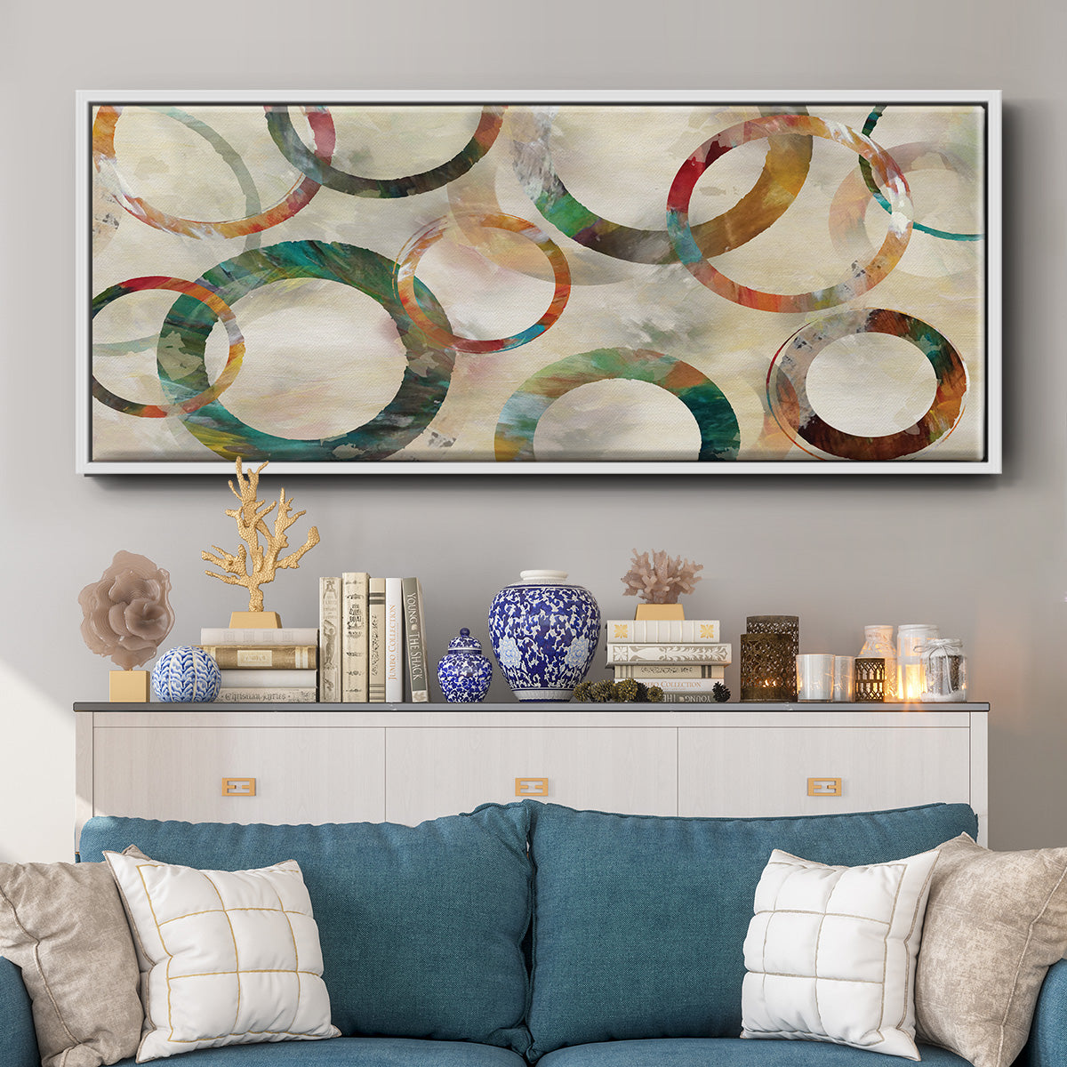 Rings Galore - Floater Framed Canvas Print