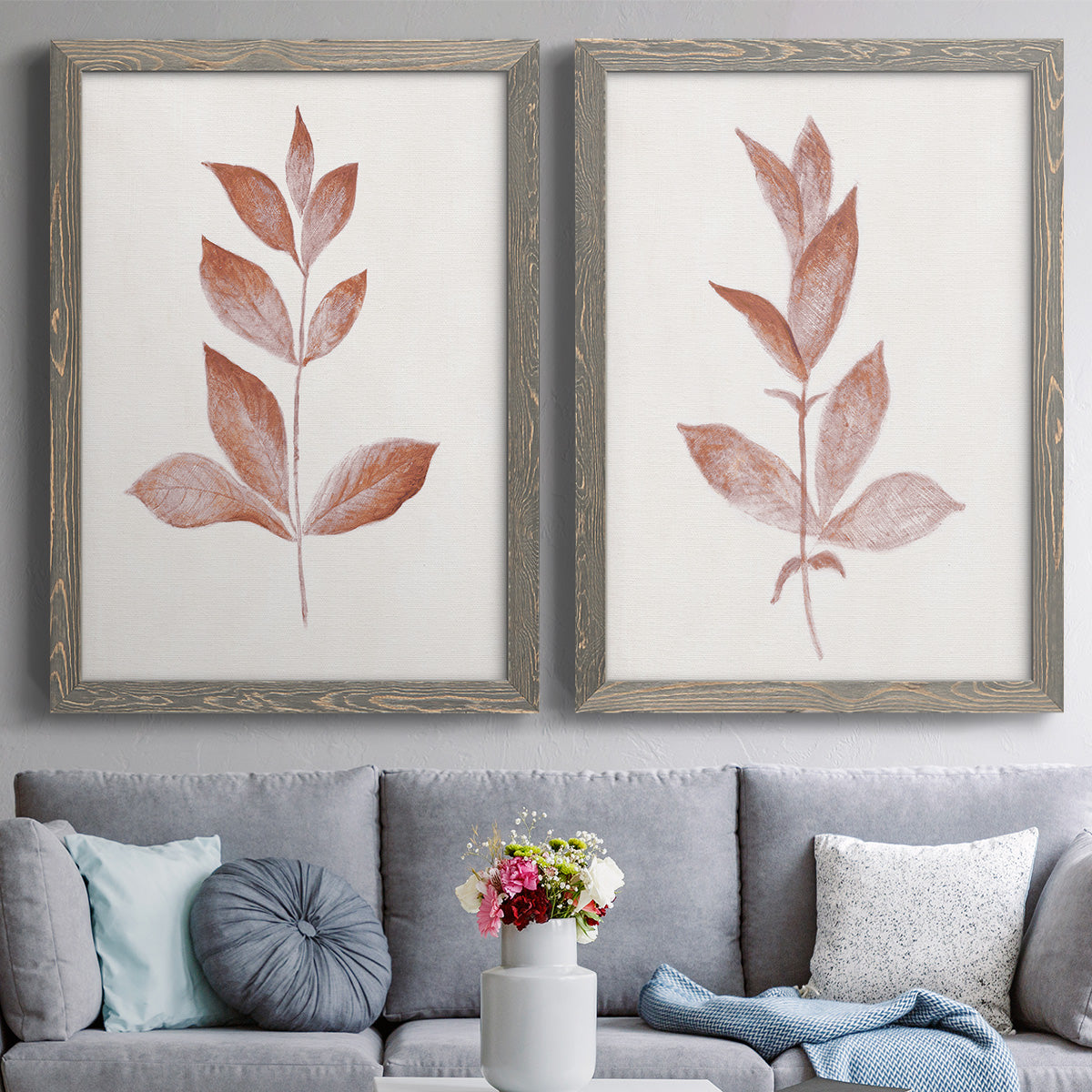 Red Leaf I - Premium Framed Canvas 2 Piece Set - Ready to Hang