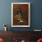 Realist autumn portrait scene by Winslow Homer in an ornate champagne frame displayed in a dark-toned interior setting.