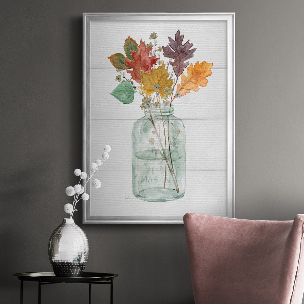 Harvest Home Leaves II - Modern Framed Canvas Print