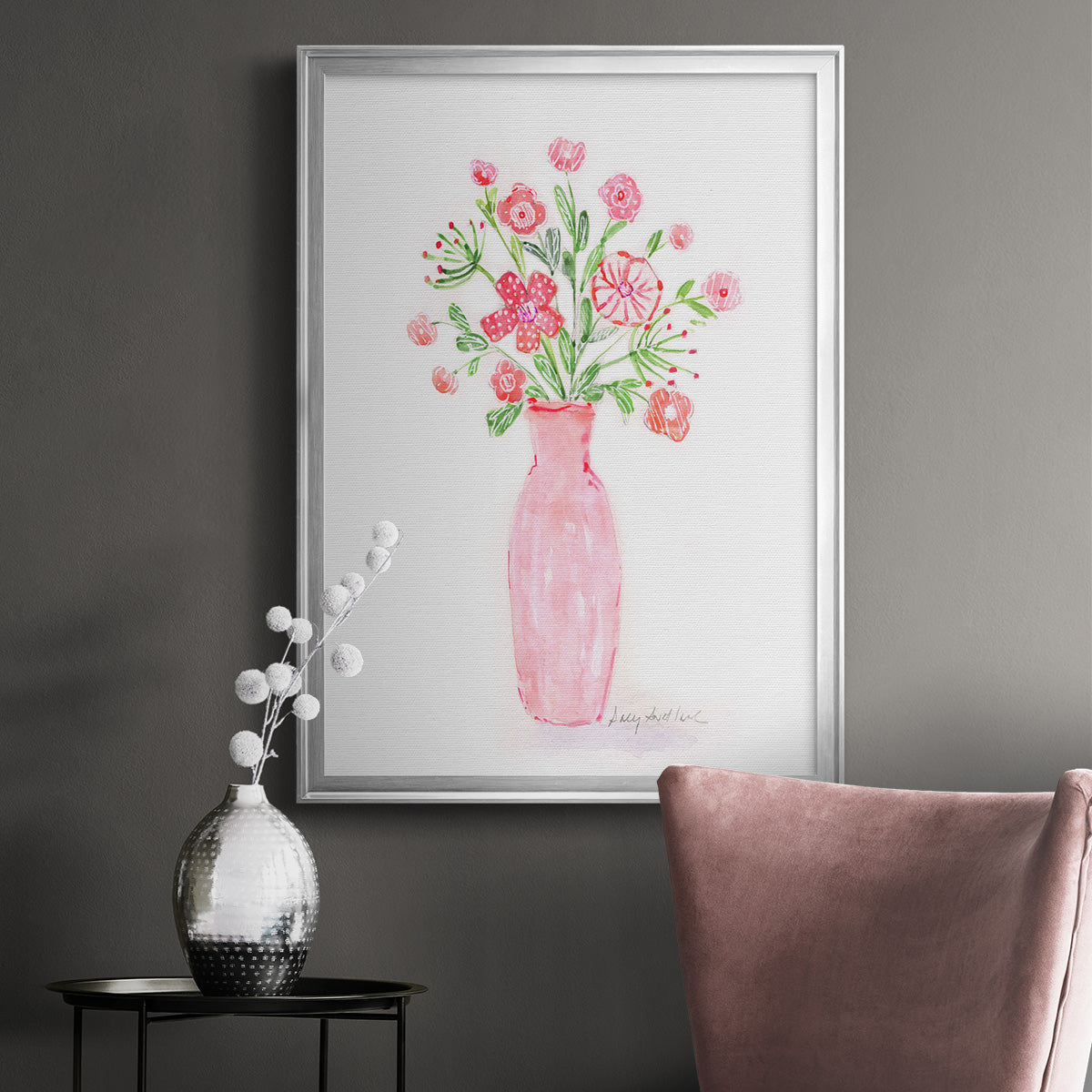 Boho Pinwheel Bouquet II - Modern Framed Canvas Print