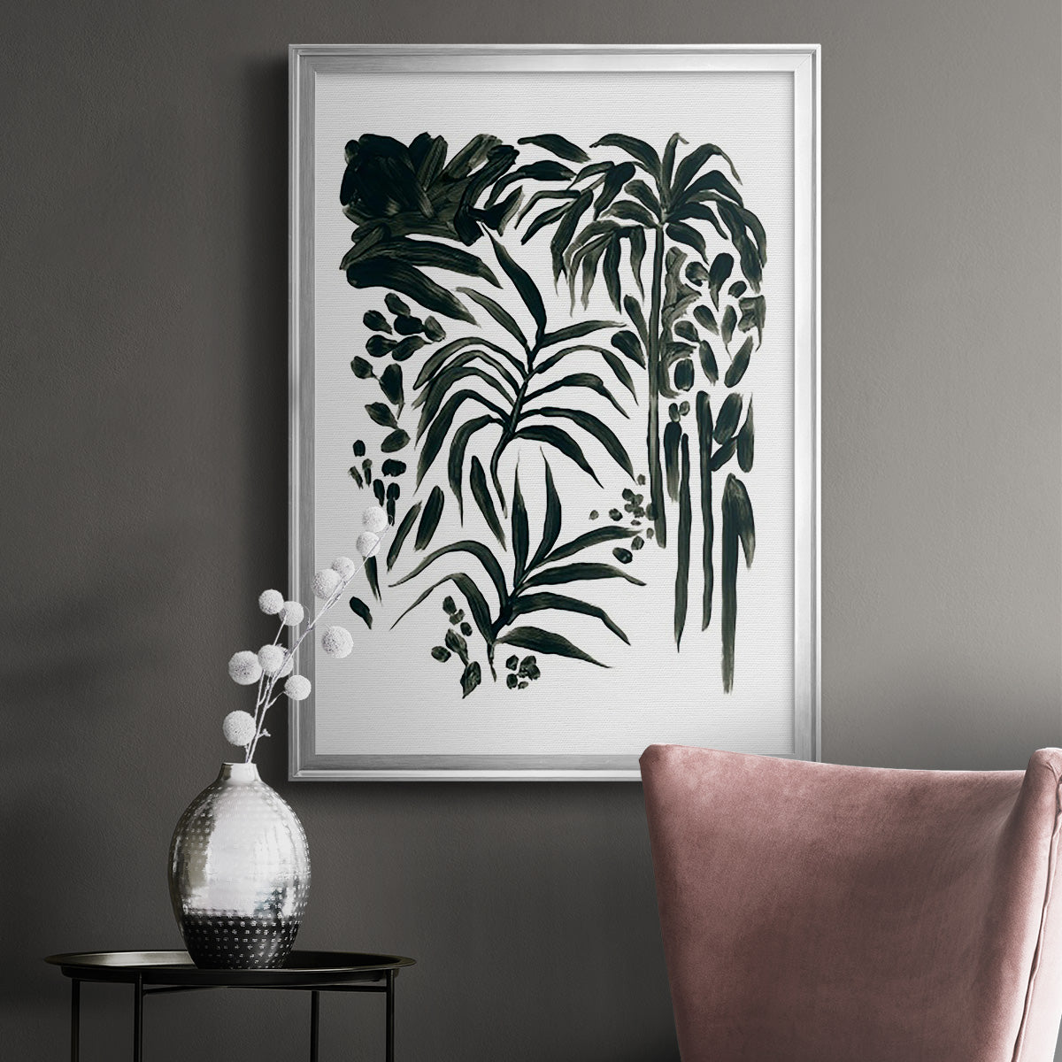 Ink Jungle I - Modern Framed Canvas Print