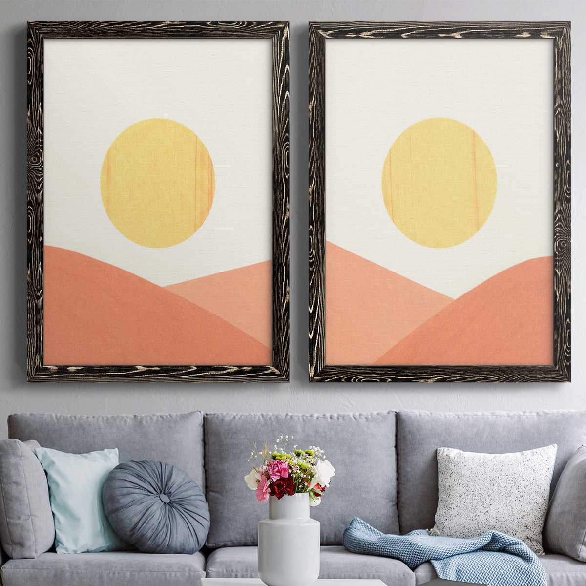 Simple Boho Sun I - Premium Framed Canvas 2 Piece Set - Ready to Hang