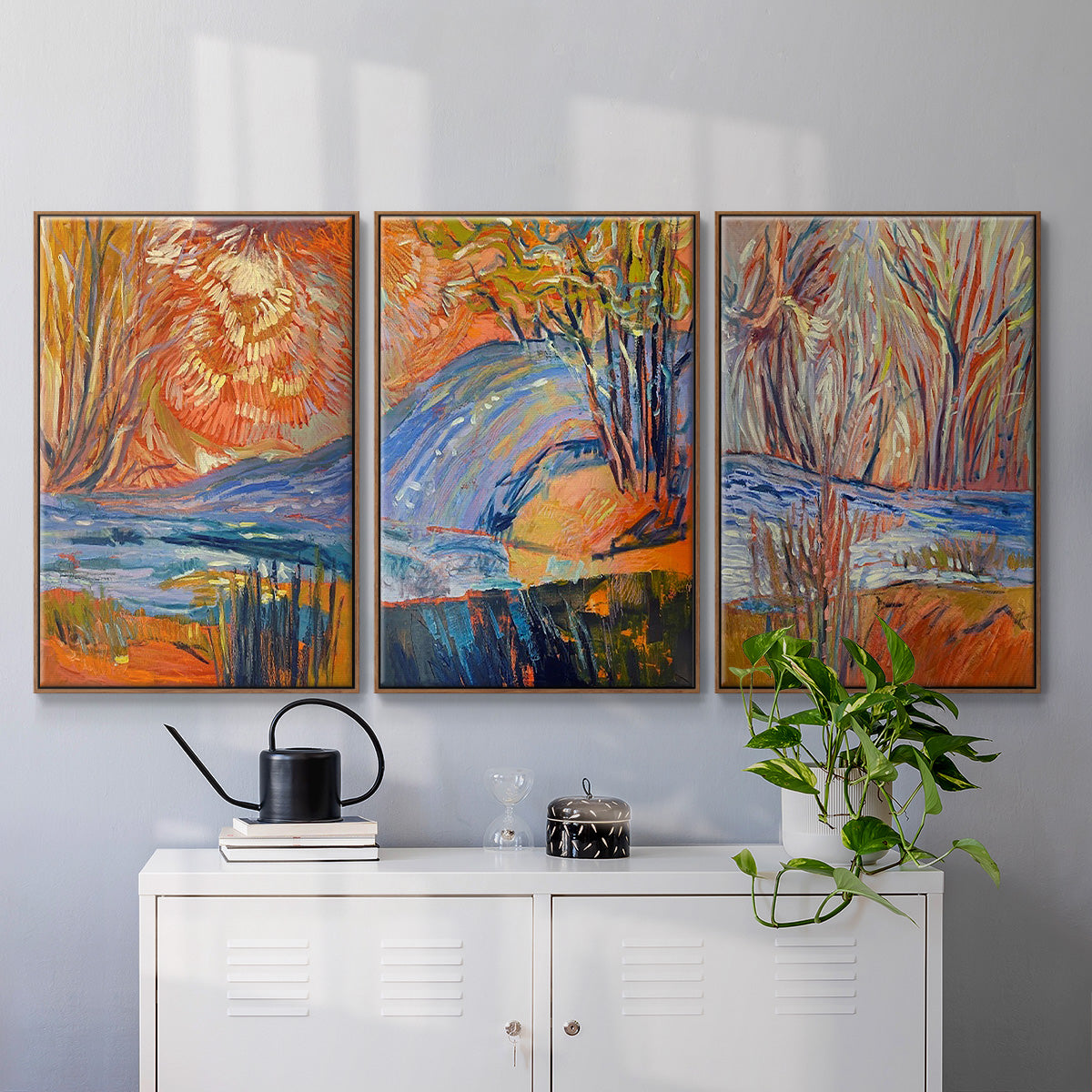 Cadmium Winter Solstice I - Framed Premium Gallery Wrapped Canvas L Frame 3 Piece Set - Ready to Hang